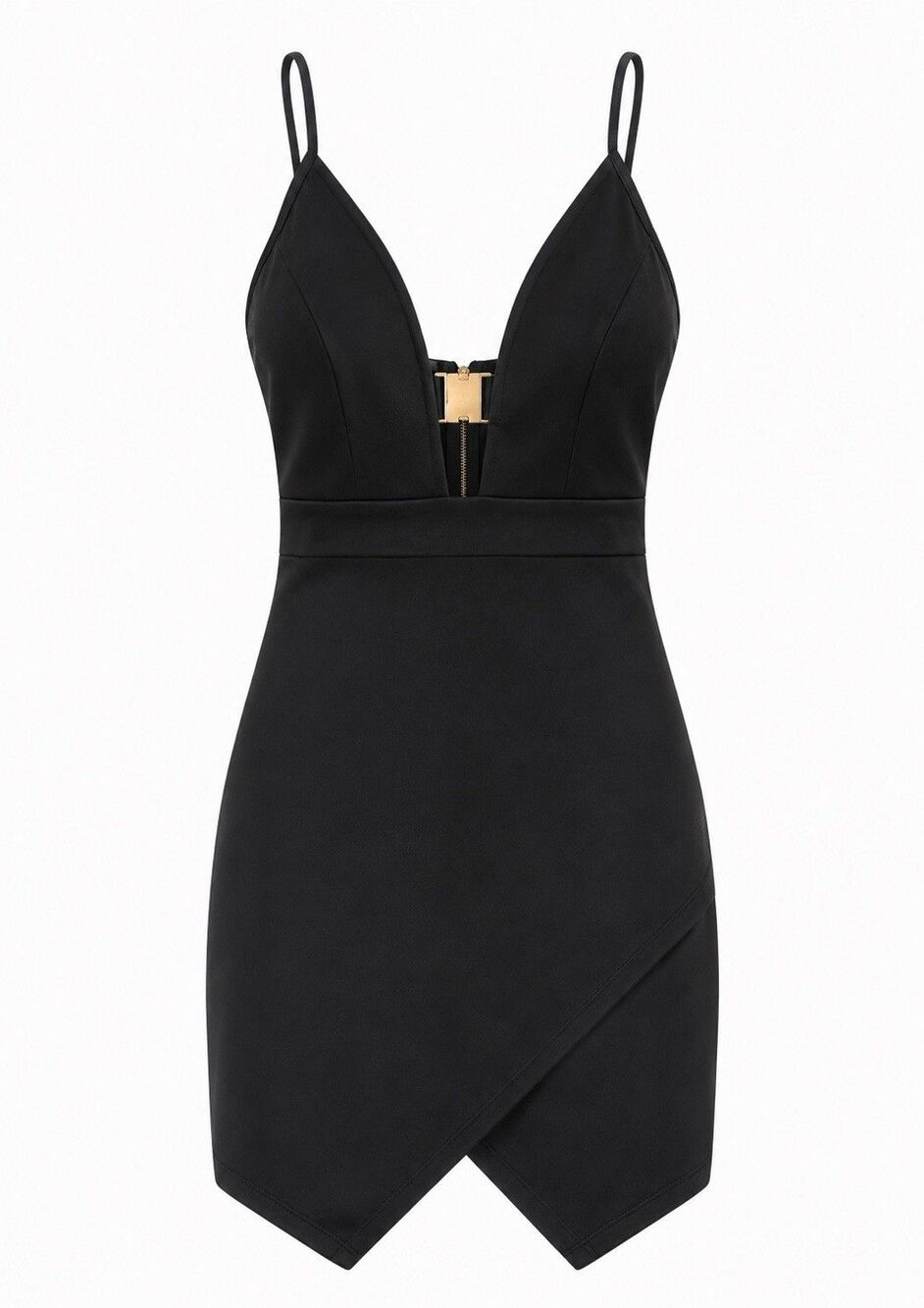 Charlotte Russe Black Bodycon Gold Buckle Dress M - Picture 2 of 7